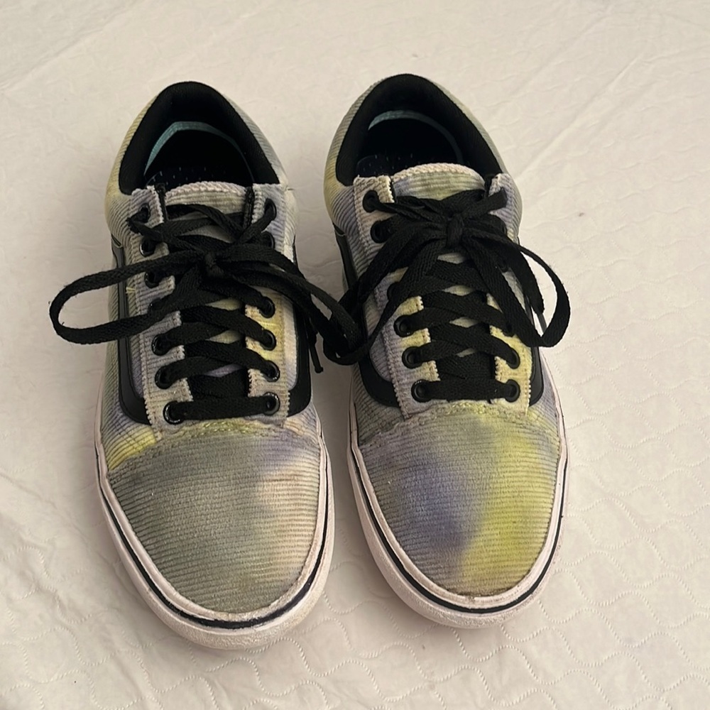 Vans Old Skool Comfy Cush Blotched blue green corduroy skate sneakers